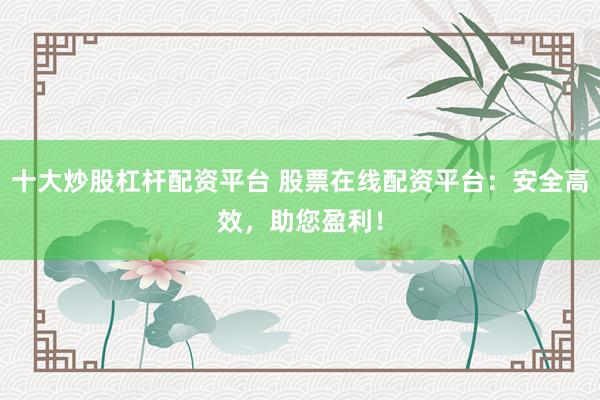 十大炒股杠杆配资平台 股票在线配资平台:安全高效,助您盈利!