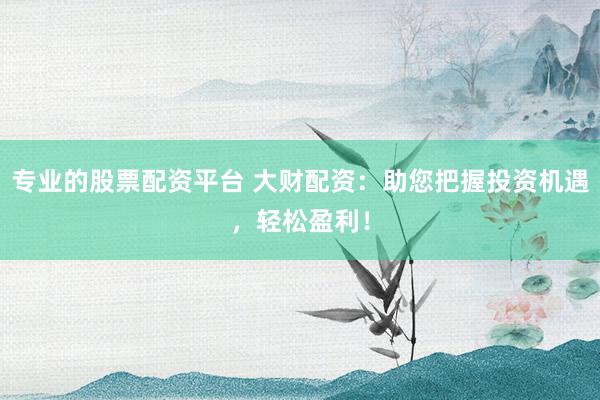 专业的股票配资平台 大财配资：助您把握投资机遇，轻松盈利！