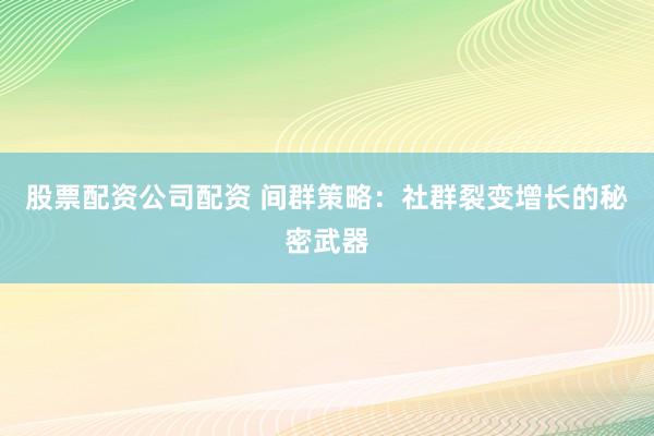 股票配资公司配资 间群策略:社群裂变增长的秘密武器
