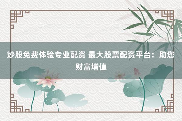 炒股免费体验专业配资 最大股票配资平台:助您财富增值