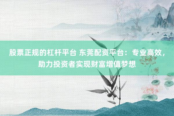 股票正规的杠杆平台 东莞配资平台：专业高效，助力投资者实现财富增值梦想