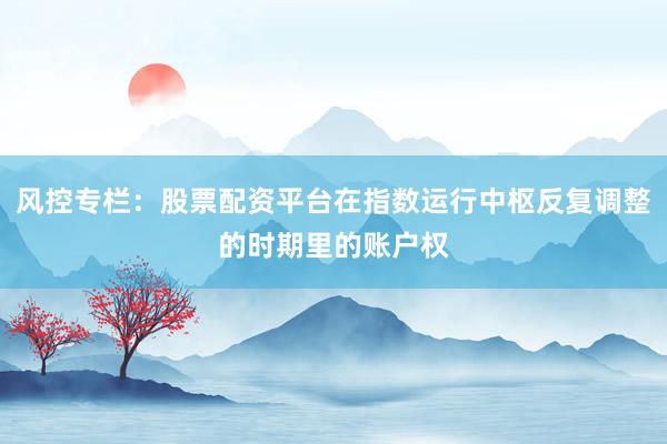 风控专栏：股票配资平台在指数运行中枢反复调整的时期里的账户权