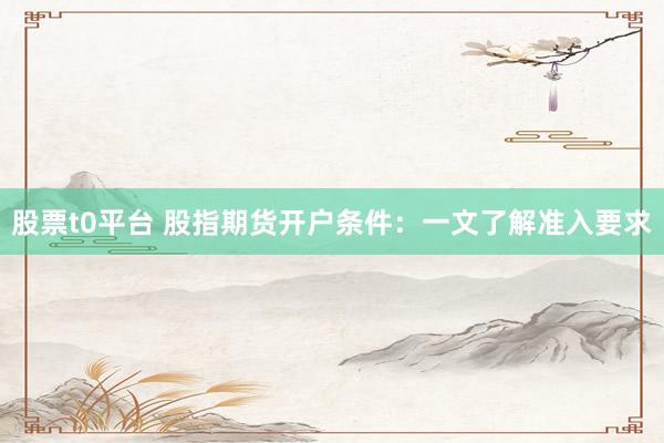 股票t0平台 股指期货开户条件：一文了解准入要求