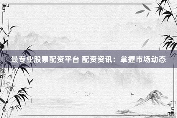 最专业股票配资平台 配资资讯：掌握市场动态