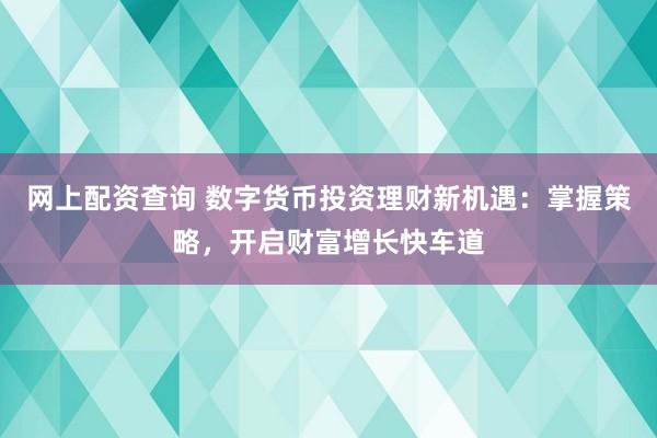 网上配资查询 数字货币投资理财新机遇：掌握策略，开启财富增长快车道