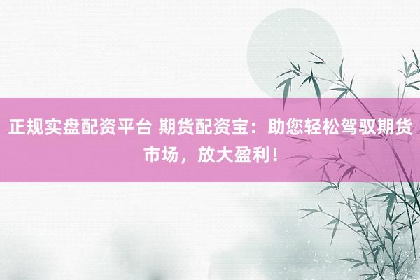 正规实盘配资平台 期货配资宝：助您轻松驾驭期货市场，放大盈利！