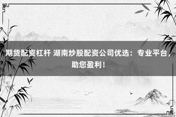 期货配资杠杆 湖南炒股配资公司优选：专业平台，助您盈利！