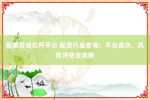 股票百倍杠杆平台 配资行业查询：平台真伪、风险评估全攻略