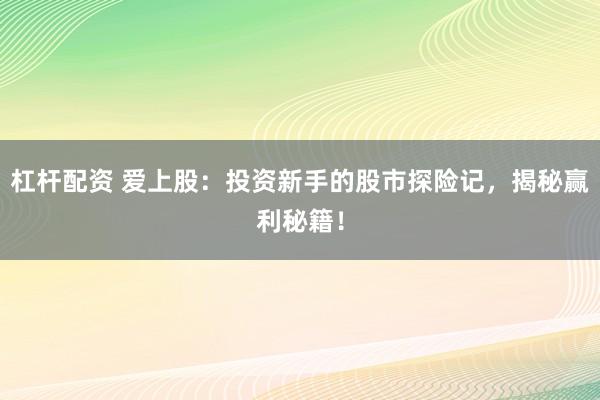 杠杆配资 爱上股：投资新手的股市探险记，揭秘赢利秘籍！